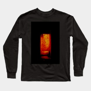 Digital collage, special processing. Room, corridor. Look from darkness to light. Orange and red. Long Sleeve T-Shirt